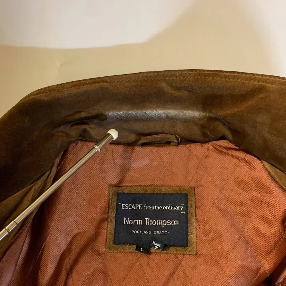 Norm Thompson Men's Vintage Suede Leather Zip Up Bomber Jacket Size‎ L